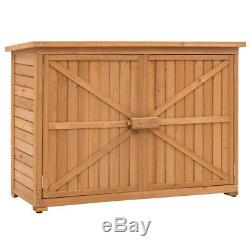 Outdoor Storage Shed Wood Toolshed Wooden Two Door Garage Cabinet Yard Garden