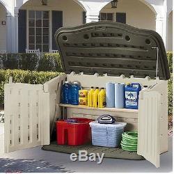 Outdoor Storage Sheds Rubbermaid Garden Patio Home Deck Horizontal Stool New
