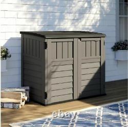 Outdoor Storage Utility Shed Gray Resin Tool Cabinet Garden Patio Yard Deck Box