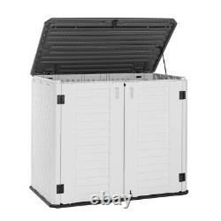 Outdoor Storage Utility Shed Patio Garden Horizontal Tool Cabinet HDPE Resin Box