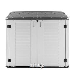 Outdoor Storage Utility Shed Patio Garden Horizontal Tool Cabinet HDPE Resin Box