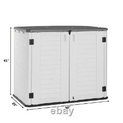 Outdoor Storage Utility Shed Patio Garden Horizontal Tool Cabinet HDPE Resin Box