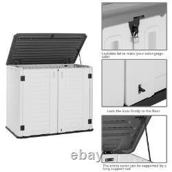 Outdoor Storage Utility Shed Patio Garden Horizontal Tool Cabinet HDPE Resin Box