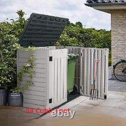 Outdoor Utility Shed Garden Tool Storage Cabinet Horizontal Resin Patio Deck Box