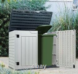 Outdoor Utility Shed Garden Tool Storage Cabinet Horizontal Resin Patio Deck Box