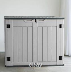 Outdoor Utility Shed Garden Tool Storage Cabinet Horizontal Resin Patio Deck Box
