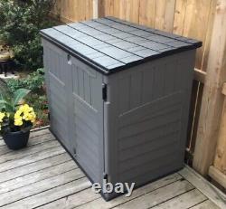 Outdoor Utility Shed Gray Resin Tool Cabinet Plastic Garden Patio Deck Box