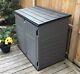 Outdoor Utility Shed Gray Resin Tool Cabinet Plastic Garden Yard Patio Deck Box