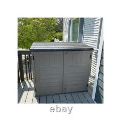 Outdoor Utility Shed Gray Resin Tool Cabinet Plastic Garden Yard Patio Deck Box