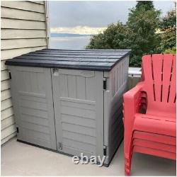 Outdoor Utility Shed Gray Resin Tool Cabinet Plastic Garden Yard Patio Deck Box