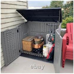 Outdoor Utility Shed Gray Resin Tool Cabinet Plastic Garden Yard Patio Deck Box