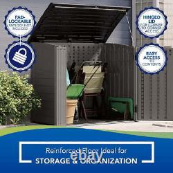 Outdoor Utility Shed Gray Resin Tool Cabinet Plastic Garden Yard Patio Deck Box