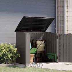 Outdoor Utility Shed Gray Tool Cabinet Resin Plastic Garden Patio Deck Box