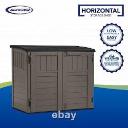 Outdoor Utility Shed Gray Tool Cabinet Resin Plastic Garden Patio Deck Box