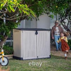 Outdoor Utility Storage Shed Lockable Door For Backyard Garden Resin All Weather