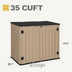 Outdoor Weather-Resistant Horizontal Storage Shed, 35 Cu Ft Capacity, Lockable a