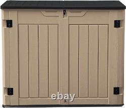 Outdoor Weather-Resistant Horizontal Storage Shed, 35 Cu Ft Capacity, Lockable a