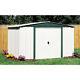 Patio Storage Shed 8x6ft Sturdy Double Wall Outdoor Steel Wood Grain Texture