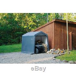 Peak Style Storage Shed, 8 x 8-Ft. Steel Frame Garden Outdoor Organizer, Gray