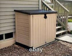 Plastic Horizontal Tool Shed Waterproof Outdoor Storage Box, Deck Patio Garden