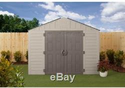 Plastic Resin Storage Shed 10 ft. X 8 ft. High Pitched Roof Skylight Tools Mower