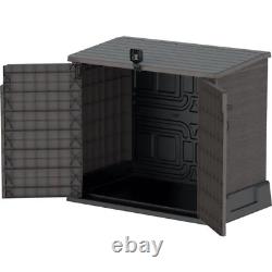 Resin Horizontal Storage Shed Water Resistant 3 Door Pad-Lockable Storage 4x2 Ft