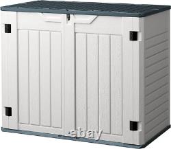 Resin Outdoor Storage Cabinet 34 Cu Ft Horizontal Shed Weather Resistant