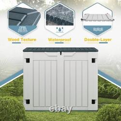 Resin Outdoor Storage Cabinet 34 Cu Ft Horizontal Shed Weather Resistant