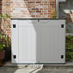 Resin Outdoor Storage Cabinet 34 Cu Ft Horizontal Shed Weather Resistant
