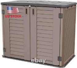 Resin Outdoor Storage Shed 26 Cu Ft Horizontal Waterproof Patio Tools Box