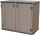 Resin Outdoor Storage Shed 26 Cu Ft Horizontal Waterproof Patio Tools Box