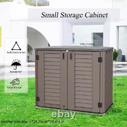 Resin Outdoor Storage Shed 26 Cu Ft Horizontal Waterproof Patio Tools Box