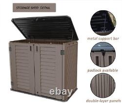 Resin Outdoor Storage Shed 26 Cu Ft Horizontal Waterproof Patio Tools Box