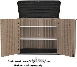 Resin Outdoor Storage Shed 26 Cu Ft Horizontal Waterproof Patio Tools Box