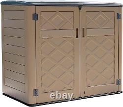 Resin Outdoor Storage Shed 38 Cu Ft Horizontal Waterproof Patio Tools Box