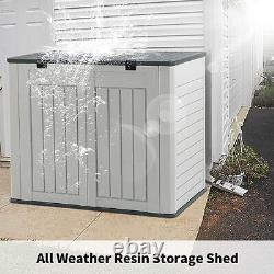 Resin Outdoor Storage Shed, All-Weather Horizontal Tool Shed witho Shelf, Multi