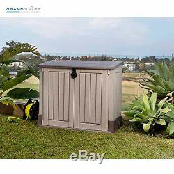 Resin Outdoor Storage Shed Plastic Yard Deck Box Garden Organizer Garage Cabinet
