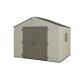 Resin Storage Shed 540 Cu. Ft. Door Latch Heavy Duty Floor Panels Windows Gray