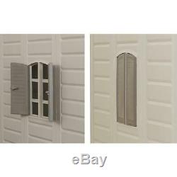 Resin Storage Shed 540 cu. Ft. Door Latch Heavy Duty Floor Panels Windows Gray