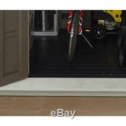 Resin Storage Shed 540 cu. Ft. Heavy Duty Floor Panels Double Door Gray