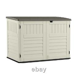 Resin Storage Shed Freestanding Horizontal Garbage Can Gardening Tools Organizer