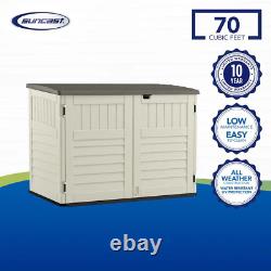 Resin Storage Shed Freestanding Horizontal Garbage Can Gardening Tools Organizer