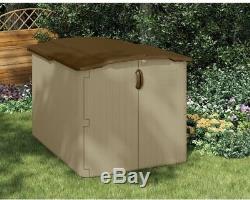 Resin Storage Shed Glidetop Bicycle Lawn Mower Below 6 Ft. Fence Line
