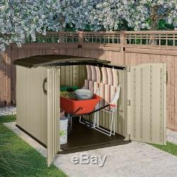 Resin Storage Shed Glidetop Bicycle Lawn Mower Below 6 Ft. Fence Line