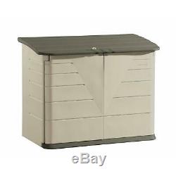 Rubbermaid 32 cu. Ft. Resin Cabinet Storage Garden Shed Plastic Brown/Tan