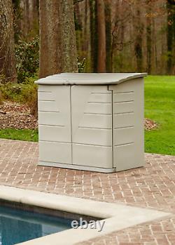 Rubbermaid Outdoor Large Horizontal Storage Shed, Olive & Sandstone