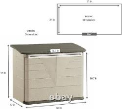 Rubbermaid Outdoor Large Horizontal Storage Shed Olive & Sandstone