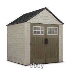 Rubbermaid Plastic Double Walled Horizontal Outdoor Storage Shed, Sand/Brown