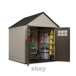 Rubbermaid Plastic Double Walled Horizontal Outdoor Storage Shed, Sand/Brown