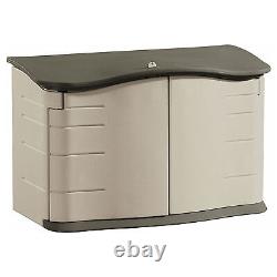 Rubbermaid Plastic Double Walled Horizontal Storage Shed, Sand/Brown (For Parts)